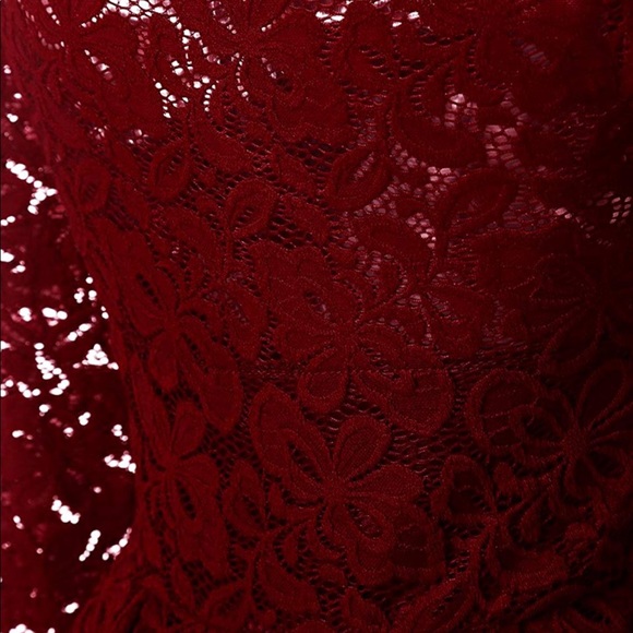 SOLD / Red Wine or BlackDress Off Shoulder Lace - Picture 6 of 8